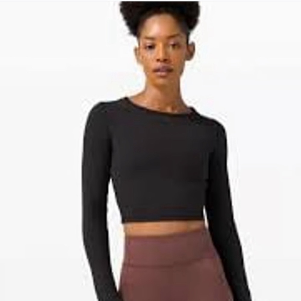 Lululemon Wunder Train Cropped Longsleeve Black Size 8